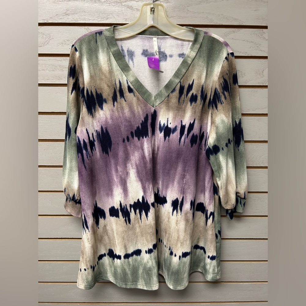 Elegant V-Neck Tie-Dye Blouse